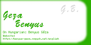 geza benyus business card