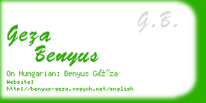 geza benyus business card